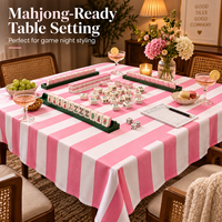 Housse de table de jeu en toile de coton personnalisée, nappe de mahjong carrée rayée rose et orange, tapis de mahjong lavable en gros