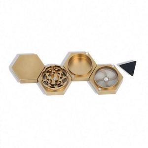 Hexagon 50 mm <b>Herb</b> <b>Grinder</b> 4 Parts Aluminum Metal Custom Logo Smoking Tobacco <b>Grinder</b> - Product Image 2