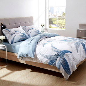 Juego de Ropa de Cama con Estampado de Hojas Azules, 3 Piezas, Stock Local en la UE, Envío Directo desde Almacén en Polonia, Funda de Edredón 100% Poliéster - Product Image 2