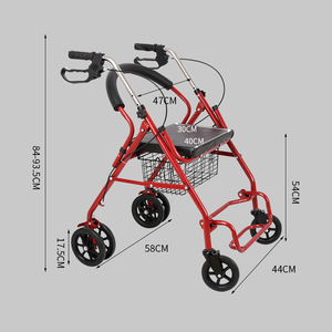 Alluminio Rollator Walker esterno medico Rollator Walker vassoio con sgabello pieghevole aiuto per camminare per gli anziani - Product Image 4
