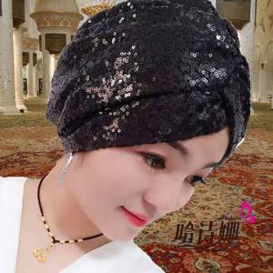 Gorro elástico a la moda, pañuelo para la cabeza de mujer musulmana conservadora decorado con diamantes - Product Image 5