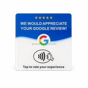 Carte de commentaires Google NFC autocollante en acrylique noir 12x12cm, <span class=keywords><strong>plaque</strong></span> intelligente à puce 2mm 80x50mm avec ruban Changrong 511 pour table - Product Image 5