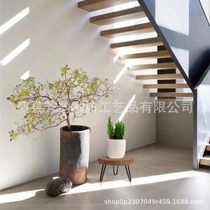 Solid Wood Flower Pot Shelf Round Wooden <b>Stool</b> Succulent Planter Decorative Base <b>Bathroom</b> Storage Minimalist Design - Product Image 1
