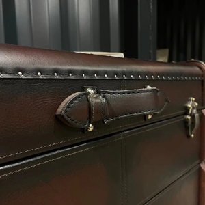 Cassettiera Vintage Retrò <span class=keywords><strong>in</strong></span> Stile Americano e Britannico con Cinque Cassetti Mobili, Finitura <span class=keywords><strong>in</strong></span> Pelle Cerata per Soggiorno - Product Image 3