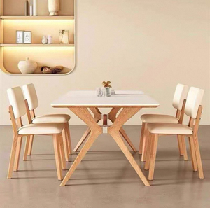 Table à manger en bambou <span class=keywords><strong>OKAY</strong></span>, table de salle à manger moderne de luxe, cuisine, hôtel, plateau rectangulaire en pierre frittée blanche, extensible, <span class=keywords><strong>meubles</strong></span> pour la maison - Product Image 5