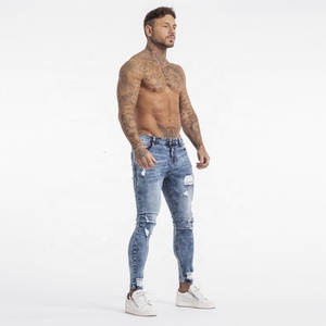 Gingtto Fade Blue Ripped Jeans Skinny Fit da uomo caviglia Fit abbigliamento uomo danni alla moda Jeans Super Fly pantaloni <span class=keywords><strong>Jens</strong></span> da uomo - Product Image 2