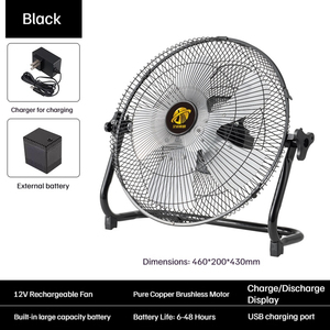 Ventilateur solaire rechargeable, ventilateur portable d'extérieur à forte puissance, ventilateur électrique, ventilateur sur pied, ventilateur pour dortoir - Product Image 4