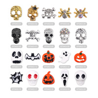 10 pièces Halloween gothique Punk ongles mixte or argent araignée crâne tête ongles breloques strass alliage pour manucure accessoires