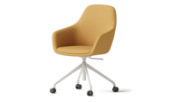 Chaise de bureau ATWOKA en tissu avec pieds en bois, chaise d'invité moderne pour salle de réunion