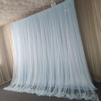 Rideau décoratif en tulle élégant pour fête d'anniversaire, toile de fond de scène, poche à tringle, décoration de mariage en gaze