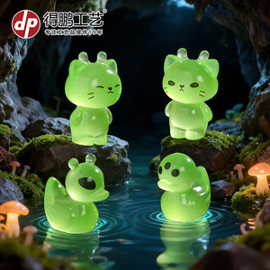 Figurine en résine Dp Alien Cat Duck, luminescente dans le noir, décoration miniature, ornement de bureau, artisanat en forme d'animal - Product Image 1