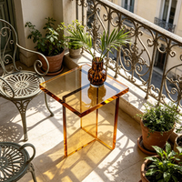 Moderner Luxus-Beistelltisch aus Bernstein-Acryl in Enterprise-Qualität, Quadratischer Transparenter Couchtisch für Hotel- und Villenprojekte