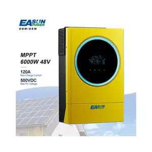 EASUN 전원 터치 스크린 정격 전력 5600W 230Vac 120A PV 450Vdc LED 링 조명 5KW 태양 광 인버터 MPPT 하이브리드