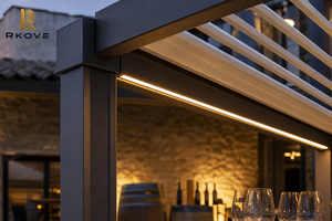 Pérgola Eléctrica Inteligente RKOVE RK-C3 4*5m, Techo de Láminas de Aluminio Motorizado, Iluminación LED Integrada, Control por Aplicación, Sensor de Lluvia, Personalizable - Product Image 6