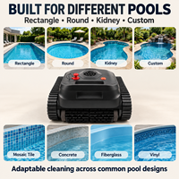 Robot Nettoyeur de Piscine Sans Fil Mural, Vente en Gros Usine, 4500mAh, 180 Min, 4 Modes pour Piscines Enterrées et Hors Sol