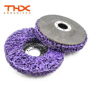 Disco de limpieza y tira púrpura de fábrica profesional con tira abrasiva de botón negro y disco de tira de pintura de disco limpio 4,5 pulgadas 115x22
