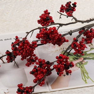 ของจริงผลไม้สีแดงคุณภาพสูงผลไม้ฮอลลี่คริสต์มาสเบอร์รี่ห้องเคลื่อนที่สำหรับปีใหม่ถังนำโชคตกแต่งดอกไม้ - Product Image 4