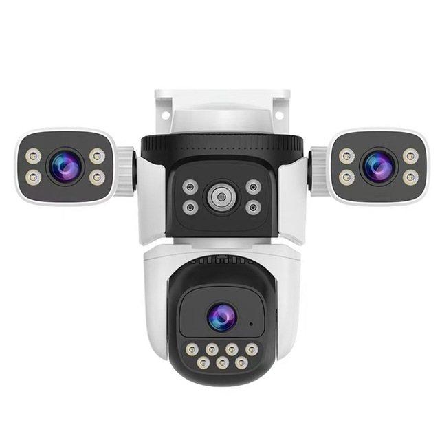 4K Full HD Outdoor Dual Lens Security Camera Solar Powered PTZ 360° View AI Human Detection Color Night Vision IP66 Waterproof