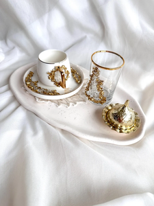 Service <span class=keywords><strong>à</strong></span> thé en <span class=keywords><strong>verre</strong></span> orné de cristaux dorés, écologique, compatible lave-vaisselle, accents artisanaux, style <span class=keywords><strong>marocain</strong></span> luxueux pour la maison - Product Image 3