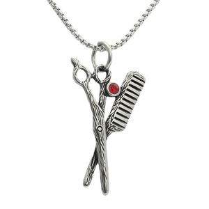 Collier pendentif ciseaux en acier inoxydable avec incrustation de pierres précieuses, style rétro punk, bijoux de mode pour homme, cadeau 280434 - Product Image 4