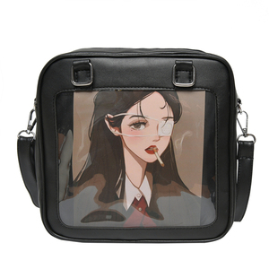 Bolso cruzado de uniforme Kawaii Lolita JK estilo japonés para bolso Ita con ventana transparente en forma de corazón impermeable PU Itabag - Product Image 4