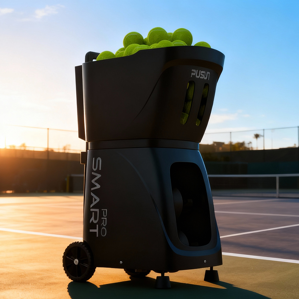 PUSUN PT-smart Pro Tennis Ball Machine APP Controlled 100+ Balls Speed 20-120 Kmh Servo Frequency 1.8-8s