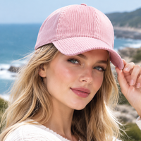 Casquette de baseball en velours côtelé toutes saisons, logo brodé personnalisé, unisexe, 6 panneaux, visière incurvée, ajustable, chapeaux décontractés