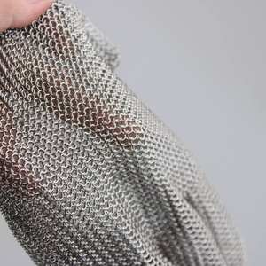 Gants de sécurité anti-coupure en <span class=keywords><strong>maille</strong></span> métallique en acier inoxydable de qualité alimentaire avec poignet réglable et antidérapant EN388/ANSI Coupe 5 9 - Product Image 6