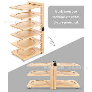 Bamboo Pot <b>Rack</b> 5 Layer Adjustable <b>Kitchen</b> Storage Cookware Organizer Movable Utensil <b>Rack</b> - Product Image 2