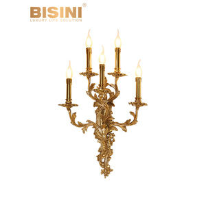 Lussuose italiane europee 5 <span class=keywords><strong>teste</strong></span> bronzo staffa <span class=keywords><strong>LED</strong></span> lampade da parete 2700K luce bianca morbida calda per interni Villa di fascia alta - Product Image 1