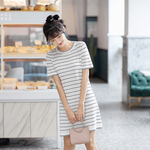 2019 D'été à Manches Courtes Rayé Col Rond Robe <span class=keywords><strong>De</strong></span> Fond Sac En Vrac Robe <span class=keywords><strong>De</strong></span> Hanche - Product Image 3
