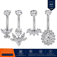ASTM F136 Titanium Alloy Internal-Thread Navel Ring Double-Head Women's Office/Career Butterfly Piercing Jewelry
