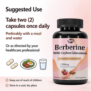 Cápsulas de Berberina HCl de Marca Privada OEM ODM 1200mg con Canela de Ceilán, Suplemento Dietético Herbal Vegano para la Salud Intestinal y Cardíaca - Product Image 4