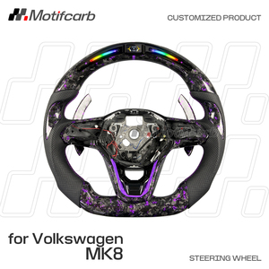 Volante de Fibra de Carbono Forjado Personalizado en Morado con LED Inteligente de RPM para Volkswagen Golf MK8 R GTI Touareg Jetta Tiguan 2020-2025 - Product Image 2