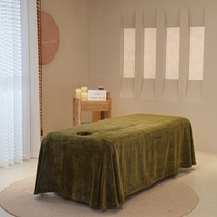 Ensemble de 4 draps de table de massage blancs et verts, ensemble de housses de table de massage de luxe