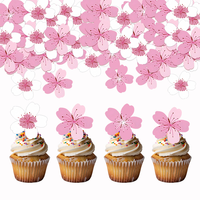 Kertas Beras Ketan yang Dapat Dimakan Motif Bunga Sakura 5 Lembar Dekorasi Kue yang Dapat Dicetak untuk Kue Digital