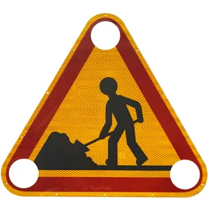 European Sign France AK5 Reflective Man At Work Symbol Manual Deployment Triangle Cautionary Road Warning Metal Sign Board
