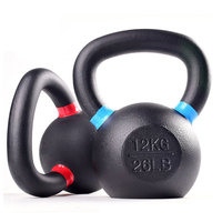 Kettlebells de compétition avec logo personnalisé, revêtement en poudre, anneaux colorés, fonte durable, poids de 4 à 32 kg, musculation, salle de sport, fitness à domicile