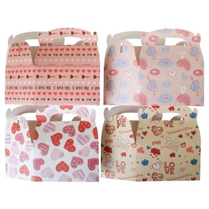 Valentine's Day Heart Print Gift <b>Boxes</b> with Handle for Candy Treat <b>Party</b> Favors - Product Image 3
