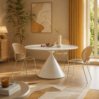 Table de salle à manger minimaliste italienne, blanc pur, pour petit appartement, table de salle à manger ronde
