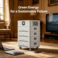 Batterie LiFePO4 empilable 5kW 60kWh 51.2V 6000 cycles Grade A ESS pour onduleurs Deye Victron Growatt Stockage d'énergie domestique