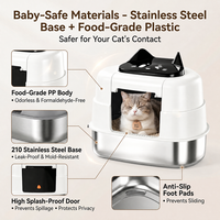 Bac à litière pour chat en acier inoxydable, design fonctionnel et pratique, facile à nettoyer, taille XXL, avec couvercle