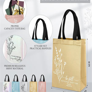 Bolsas de regalo no tejidas con versículo de la Biblia Floral medio, bolsos de bienvenida de pedido personalizado para Iglesia, <span class=keywords><strong>Semana</strong></span> <span class=keywords><strong>Santa</strong></span>/Domingo de Pascua, Material de PP - Product Image 4