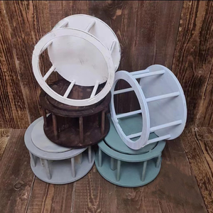 Newborn Photo Props <strong>Crib</strong> Nordic Style Hundred Days Baby Photo Studio Photo Props <strong>Round</strong> Wooden Bed - Product Image 2