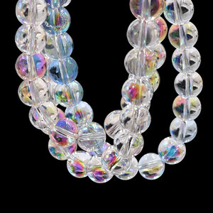Perles rondes irisées brillantes de qualité supérieure, verre K9 transparent, éléments de perlage <span class=keywords><strong>AB</strong></span> pour la création de bijoux DIY. - Product Image 5