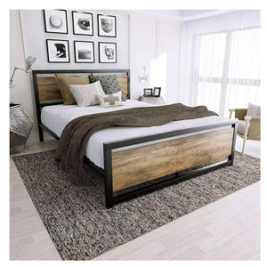 Двойная металлическая железная и деревянная рама для кровати оптом - Product Image 1