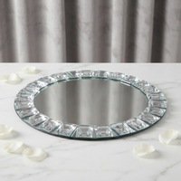 Assiettes de Présentation Modernes en Verre Argenté Écologiques avec Bordure Diamantée Effet Miroir pour Mariage, Anniversaire, Halloween, Noël, Fêtes et Événements