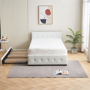 <span class=keywords><strong>Lit</strong></span> plateforme moderne en tissu bouclé beige avec boutons en cristal, capitonné, pour filles, tailles Queen et King, avec <span class=keywords><strong>lit</strong></span> <span class=keywords><strong>gigogne</strong></span> rembourré doux - Product Image 3