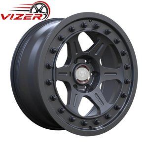 Ruedas de Repuesto <span class=keywords><strong>Vizer</strong></span> de 16-18 Pulgadas, 8.5J 9J, Todoterreno, Aleación de Aluminio 6061 T6, Superficie Plateada Brillante Mecanizada, Estilo Beadlock - Product Image 2