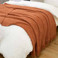 Couverture tricotée en Chenille, plaid doux, avec franges décoratives, pour décoration de maison, lit, canapé, fauteuil